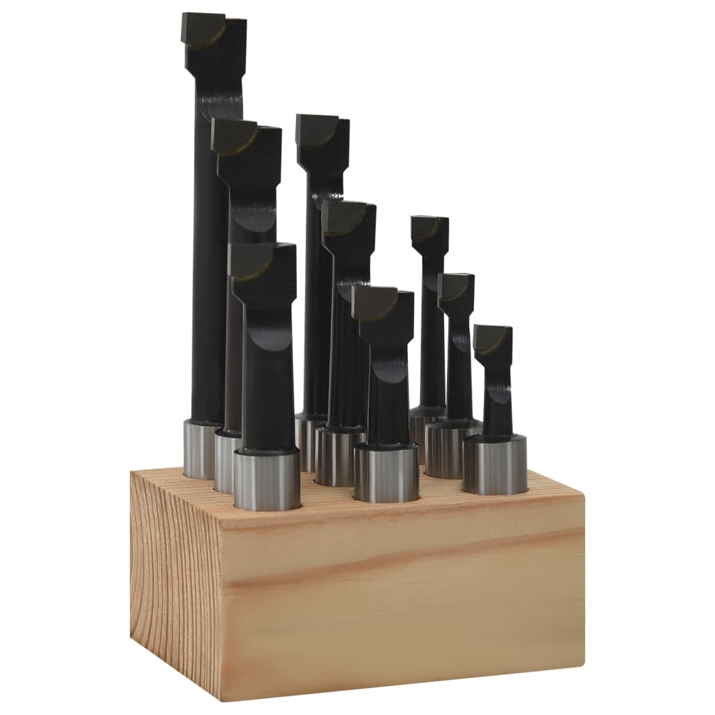 Frese Di Foraggio 9 Pz 12 Mm Con Base In Legno Blu
