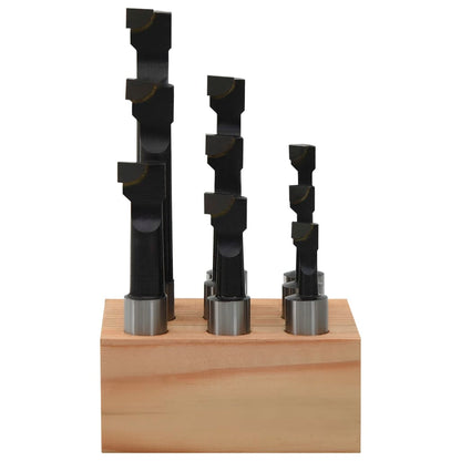 Frese Di Foraggio 9 Pz 12 Mm Con Base In Legno Blu