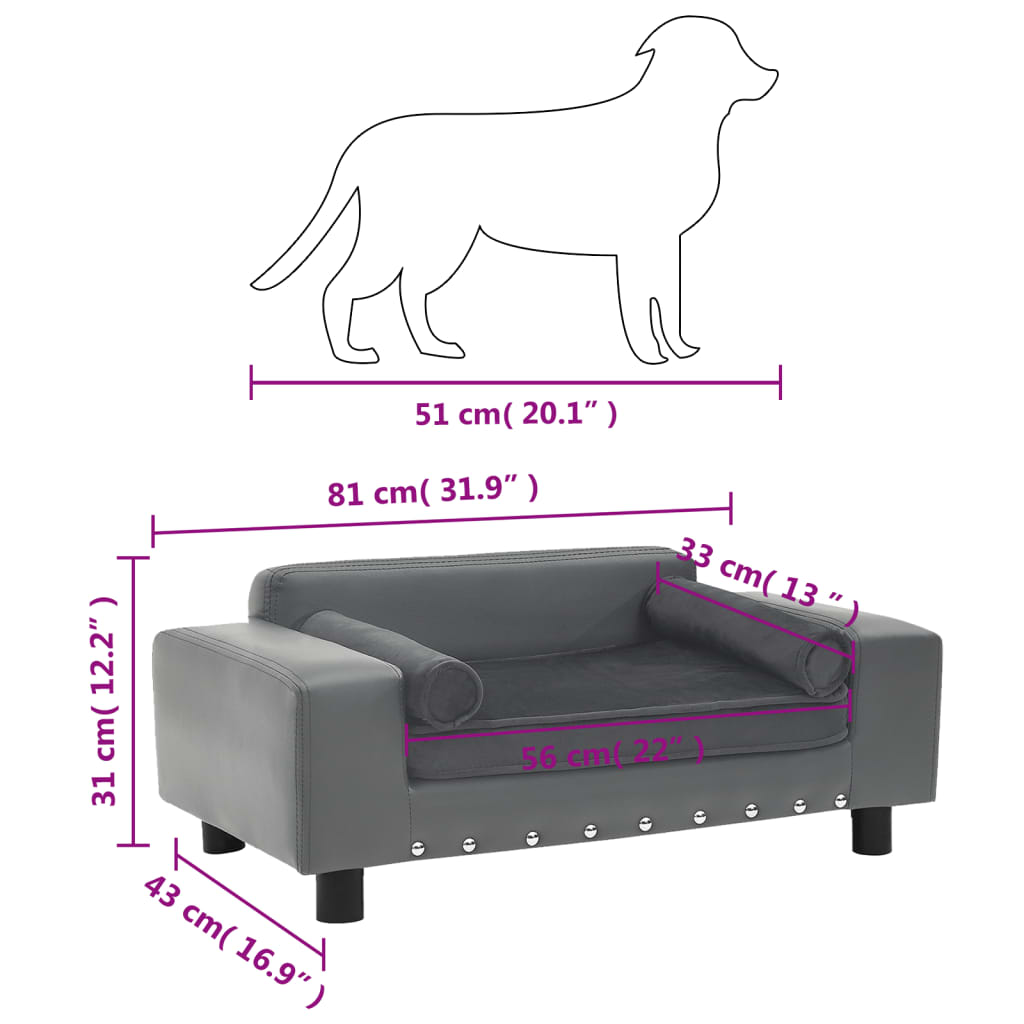 Divano Per Cani 81X43X31 Cm In Peluche E Similpelle