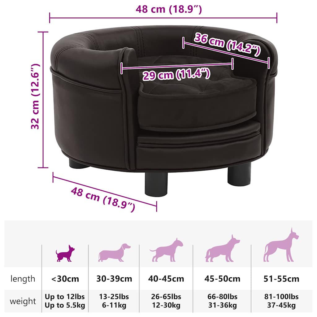 Divano Per Cani 48X48X32 Cm In Peluche E Similpelle