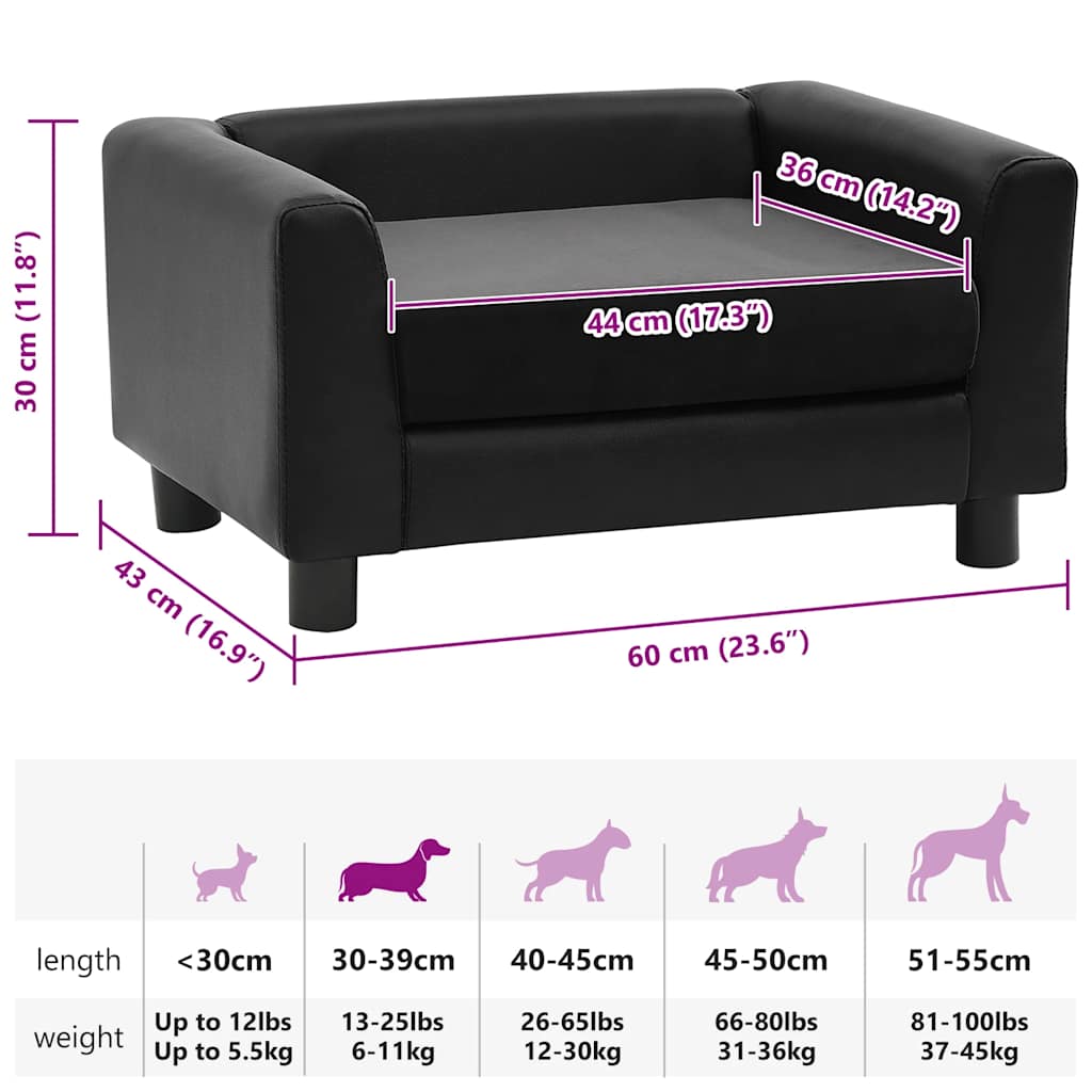 Divano Per Cani 60X43X30 Cm In Peluche E Similpelle