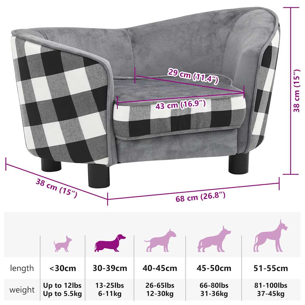 Divano Per Cani 68X38X38 Cm In Peluche