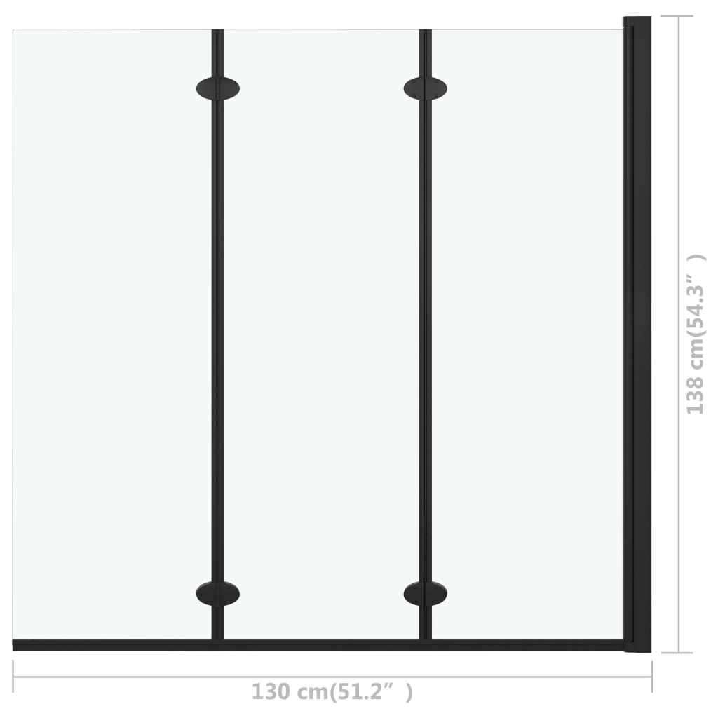 Box Doccia Pieghevole A Libro 3 Pannelli In Esg 130X138 Cm Nero Nero