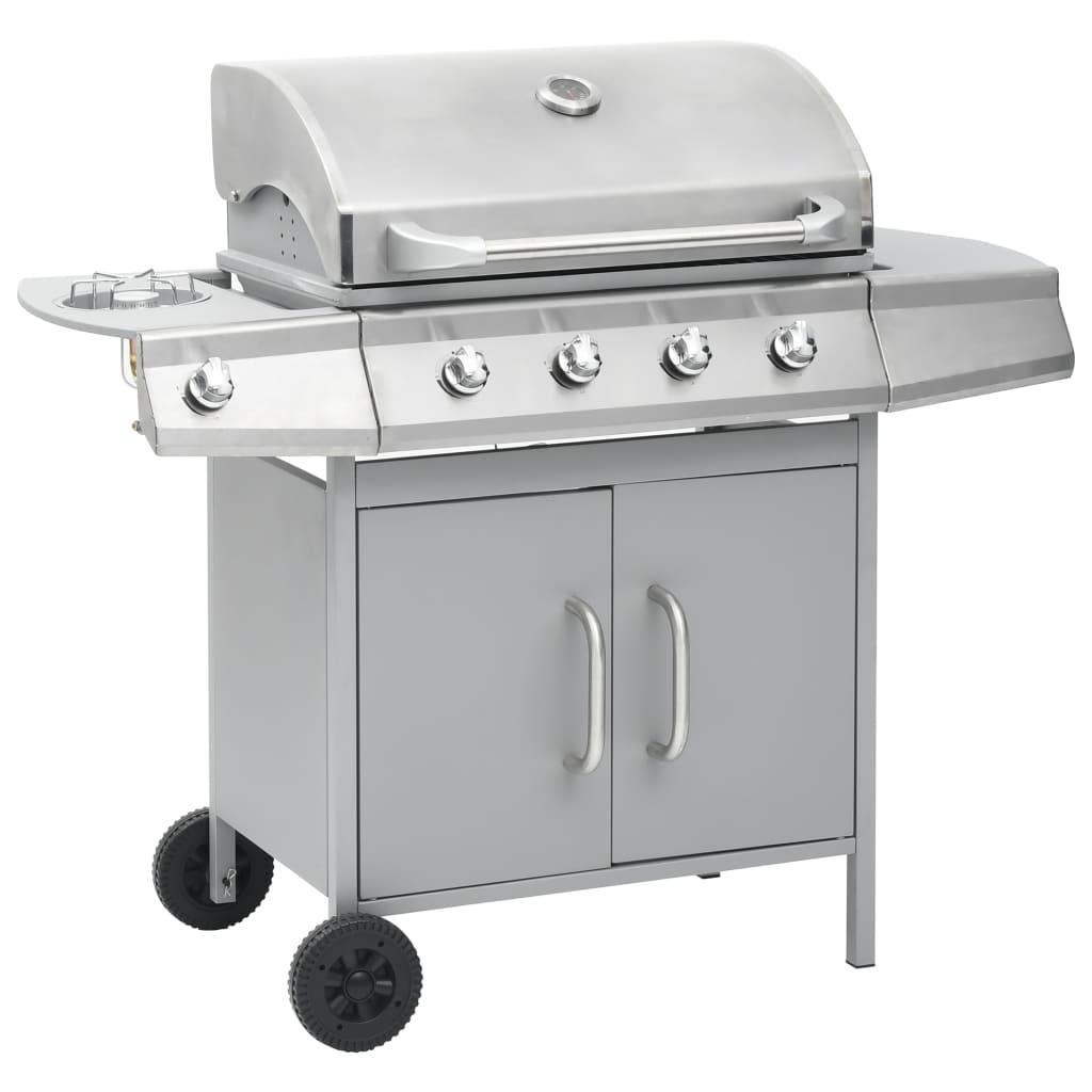 Barbecue E Griglia A Gas 4+1 Fornelli In Acciaio Inox
