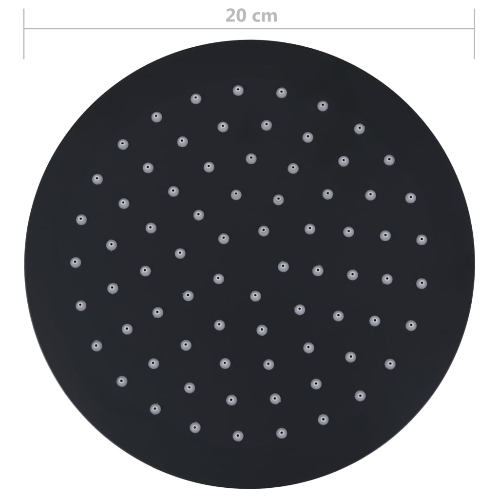 Testa Doccia A Pioggia In Acciaio Inox 20 Cm Rotonda Nera Nero