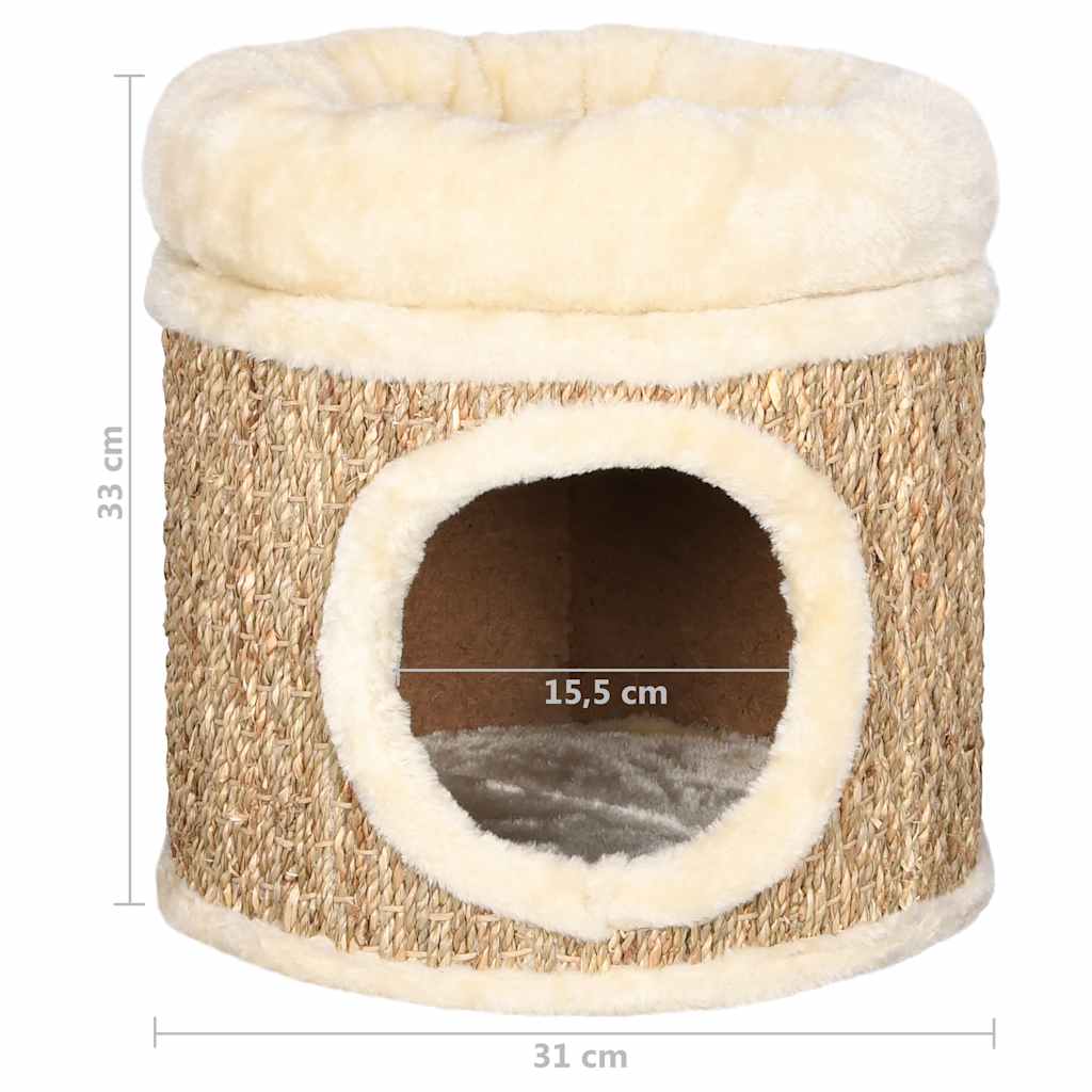 Cuccia Per Gatti Con Cuscino Lusso 33 Cm In Giunco