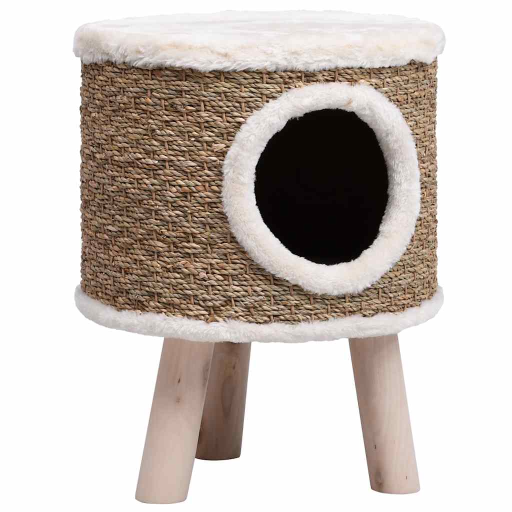 Cuccia Per Gatti Con Gambe In Legno 41 Cm In Giunco