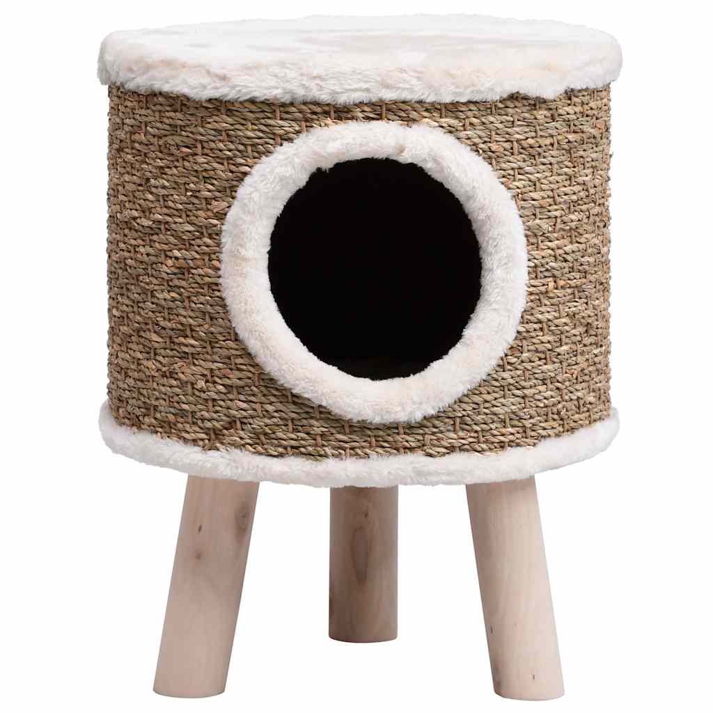 Cuccia Per Gatti Con Gambe In Legno 41 Cm In Giunco