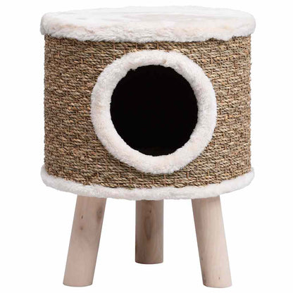 Cuccia Per Gatti Con Gambe In Legno 41 Cm In Giunco