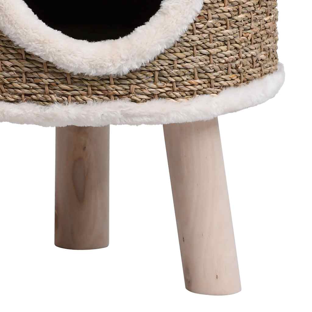 Cuccia Per Gatti Con Gambe In Legno 41 Cm In Giunco