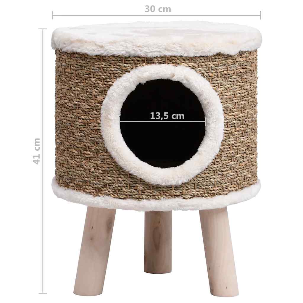 Cuccia Per Gatti Con Gambe In Legno 41 Cm In Giunco