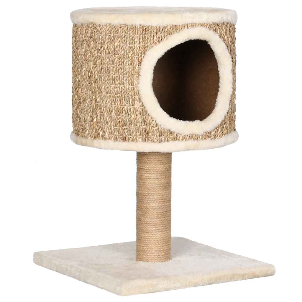 Albero Per Gatti Con Casetta E Palo Tiragraffi 52 Cm In Giunco