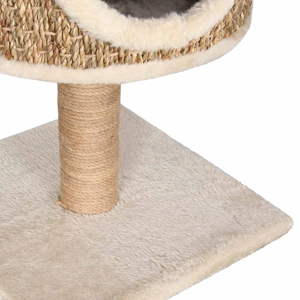 Albero Per Gatti Con Casetta E Palo Tiragraffi 52 Cm In Giunco