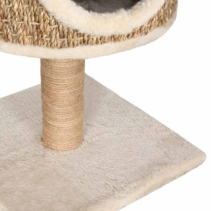 Albero Per Gatti Con Casetta E Palo Tiragraffi 52 Cm In Giunco