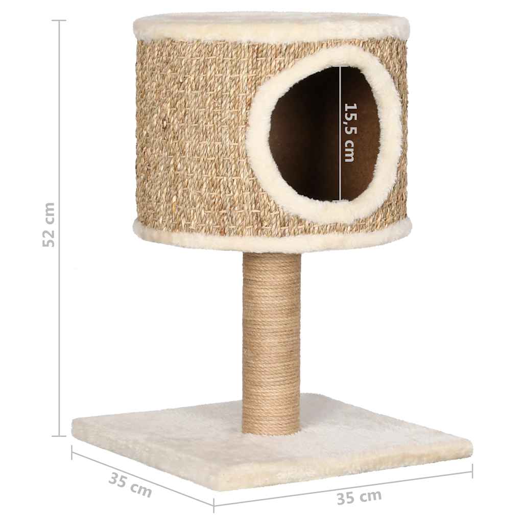 Albero Per Gatti Con Casetta E Palo Tiragraffi 52 Cm In Giunco