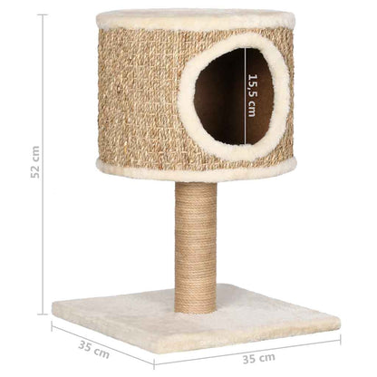 Albero Per Gatti Con Casetta E Palo Tiragraffi 52 Cm In Giunco