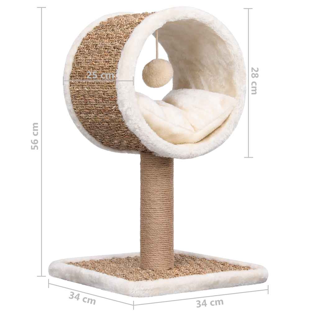 Albero Per Gatti Con Tunnel In Alto E Giocattolo 56Cm In Giunco