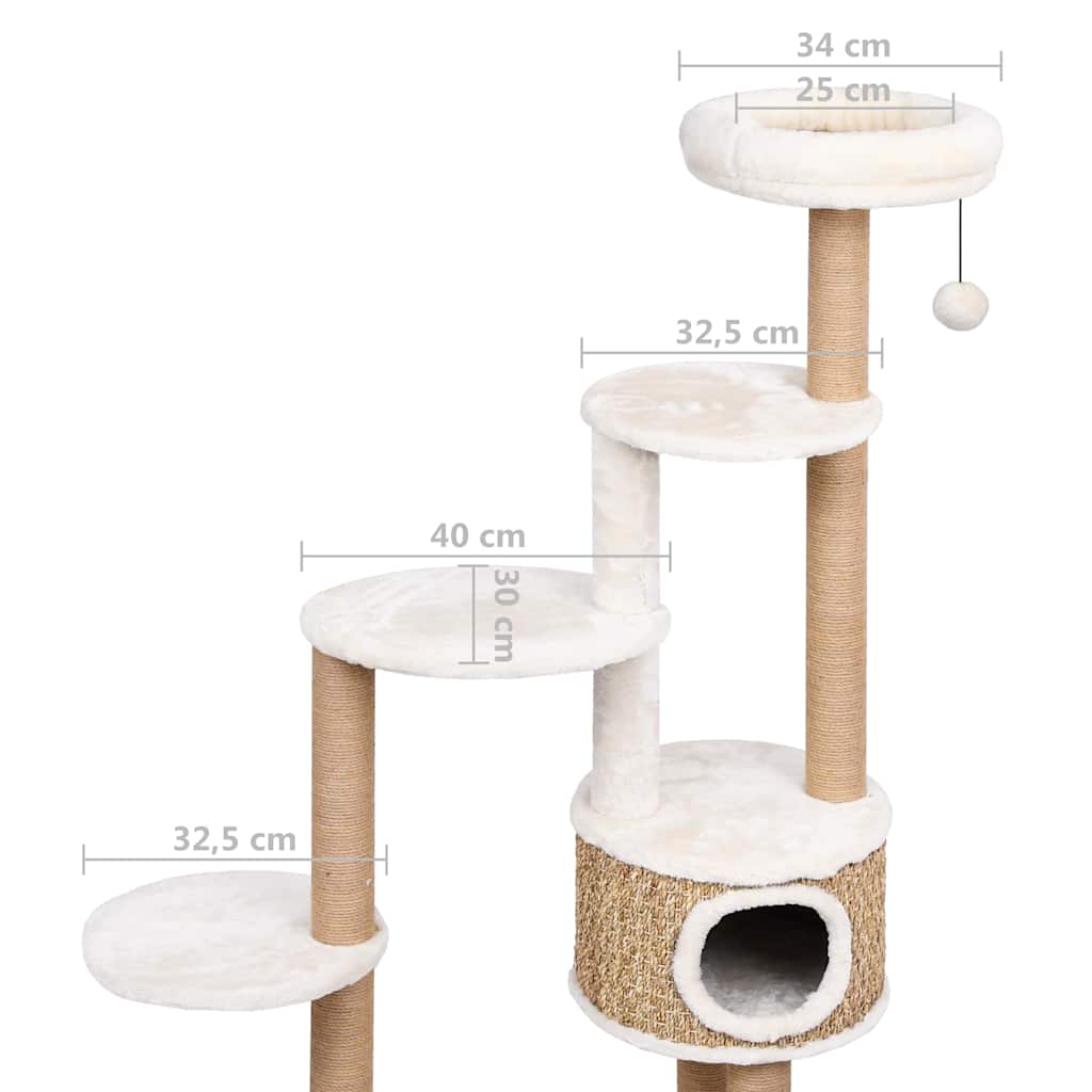 Albero Per Gatti Con Cuscino Lusso E Tiragraffi 148Cm In Giunco