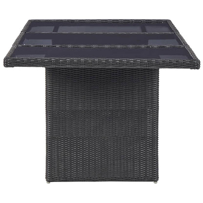 Tavolo Da Giardino 200X100X74 Cm In Vetro E Polyrattan