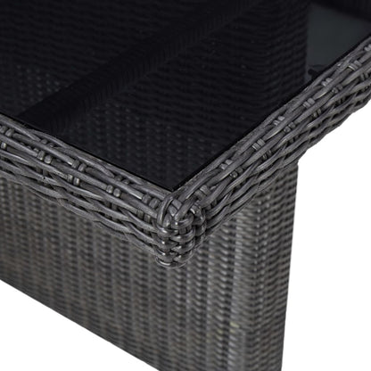 Tavolo Da Giardino 200X100X74 Cm In Vetro E Polyrattan