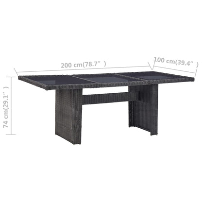 Tavolo Da Giardino 200X100X74 Cm In Vetro E Polyrattan