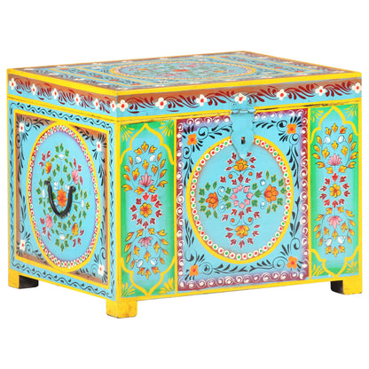 Baule Dipinto A Mano 50X40X40 Cm In Legno Massello Di Mango