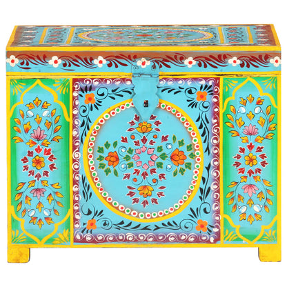 Baule Dipinto A Mano 50X40X40 Cm In Legno Massello Di Mango