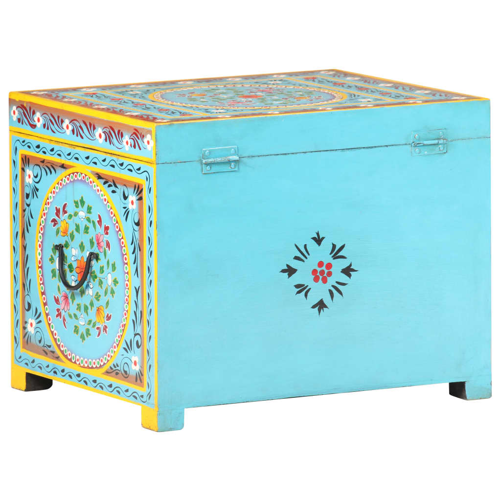 Baule Dipinto A Mano 50X40X40 Cm In Legno Massello Di Mango