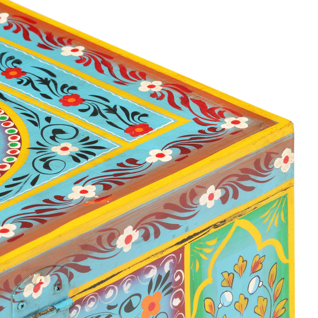 Baule Dipinto A Mano 50X40X40 Cm In Legno Massello Di Mango