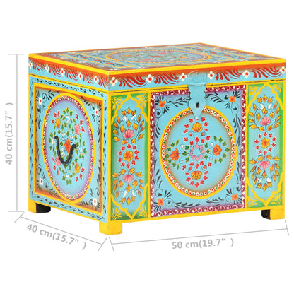 Baule Dipinto A Mano 50X40X40 Cm In Legno Massello Di Mango