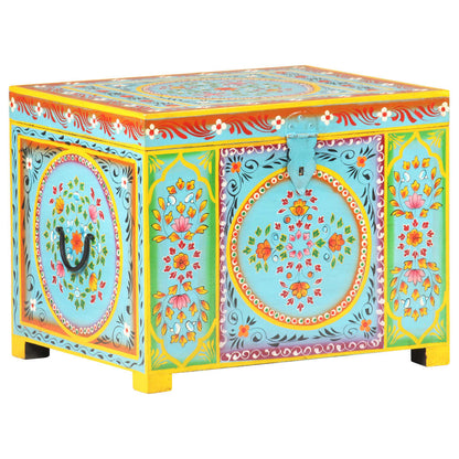 Baule Dipinto A Mano 50X40X40 Cm In Legno Massello Di Mango