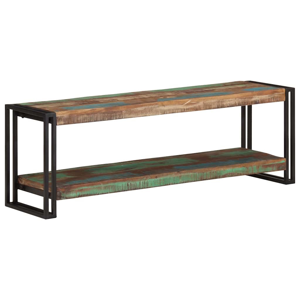 Mobile Porta Tv 180X30X40 Cm In Legno Massello Di Recupero Nero