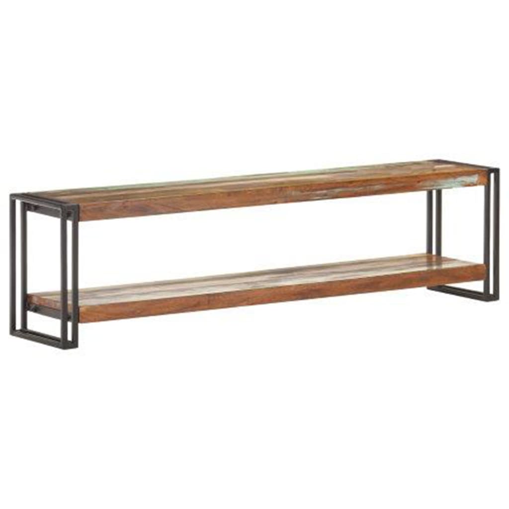 Mobile Porta Tv 180X30X40 Cm In Legno Massello Di Recupero Nero
