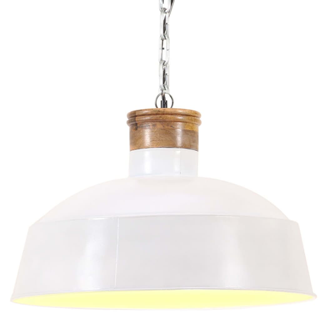 Lampada A Sospensione Industriale 32 Cm Bianca E27