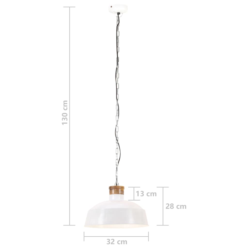 Lampada A Sospensione Industriale 32 Cm Bianca E27
