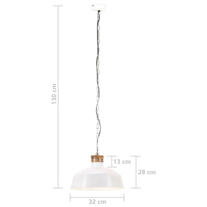 Lampada A Sospensione Industriale 32 Cm Bianca E27