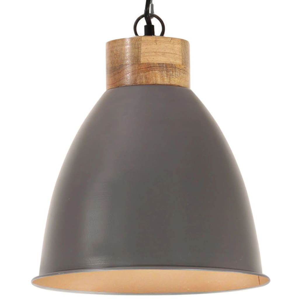 Lampadario Industriale Ferro E Legno Massello E27