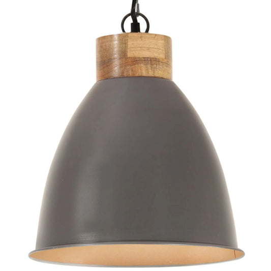 Lampadario Industriale Ferro E Legno Massello E27
