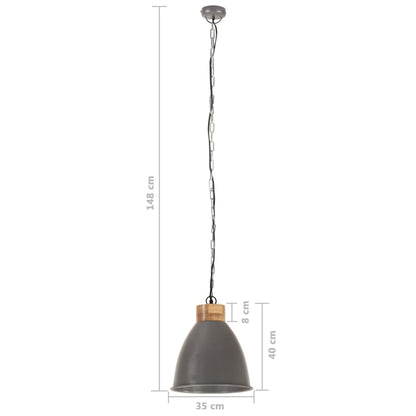 Lampadario Industriale Ferro E Legno Massello E27