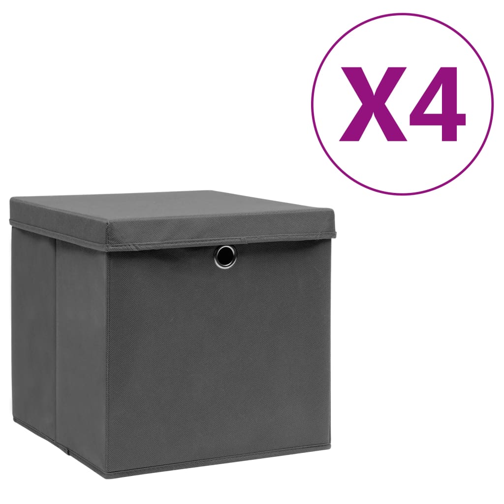 Contenitori Con Coperchi 4 Pz 28X28X28 Cm Viola