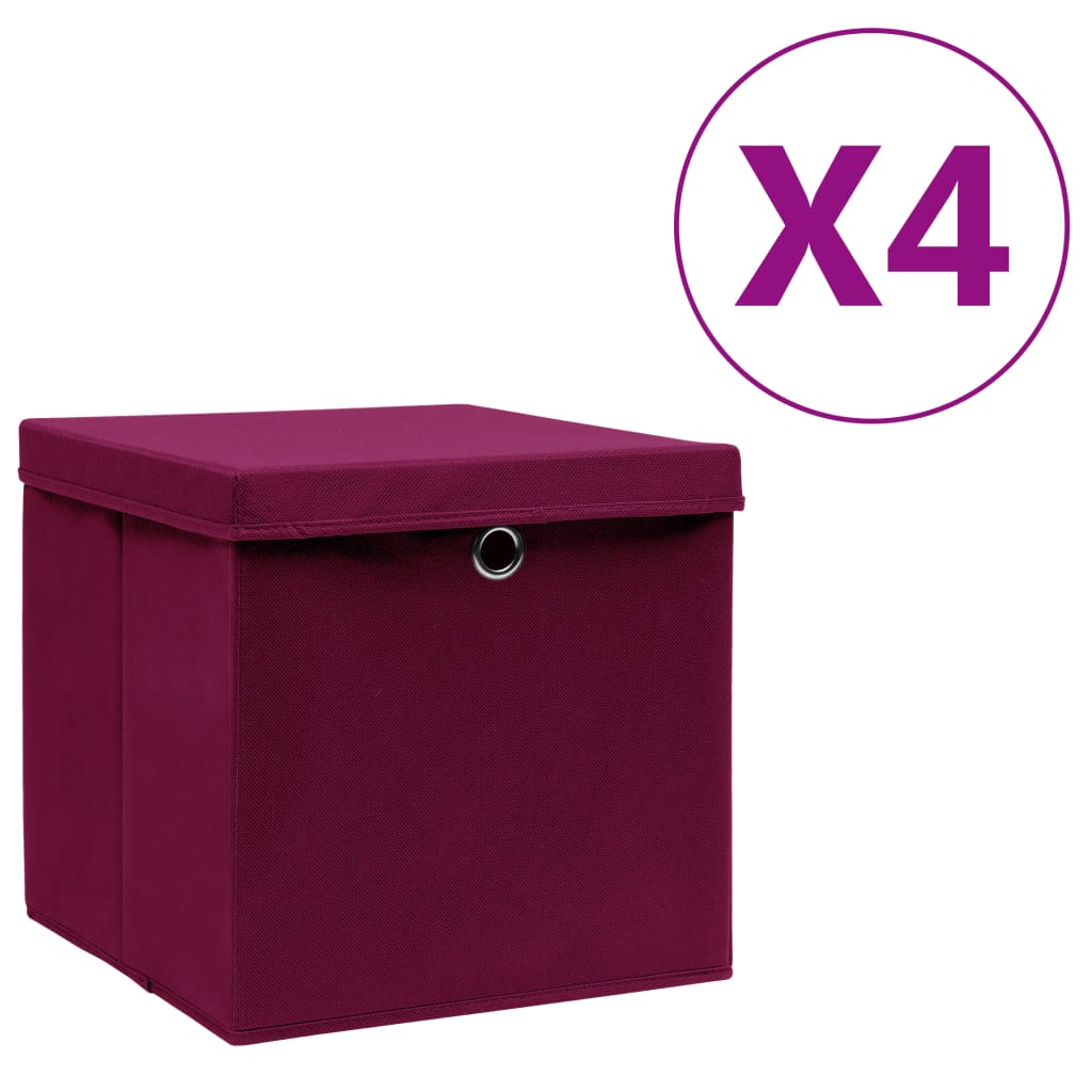 Contenitori Con Coperchi 4 Pz 28X28X28 Cm Viola