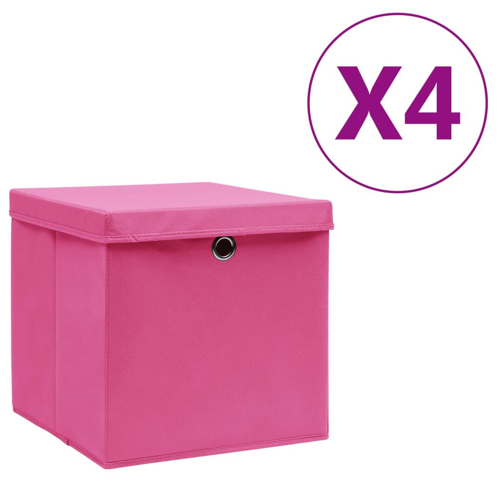 Contenitori Con Coperchi 4 Pz 28X28X28 Cm Viola