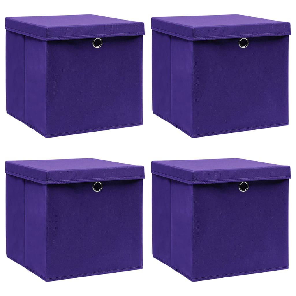 Contenitori Con Coperchi 4 Pz 28X28X28 Cm Viola