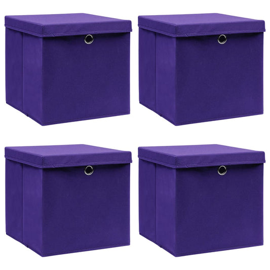 Contenitori Con Coperchi 4 Pz 28X28X28 Cm Viola