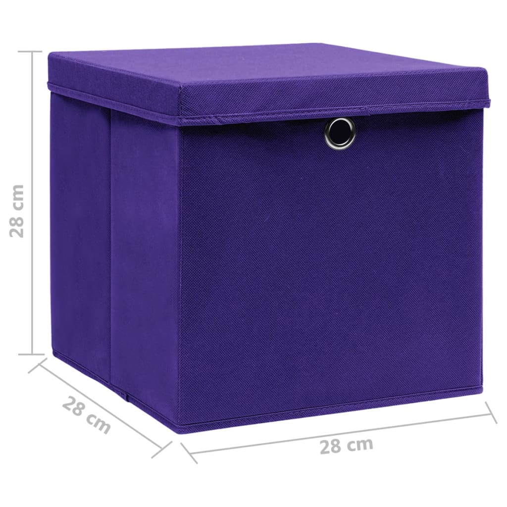 Contenitori Con Coperchi 4 Pz 28X28X28 Cm Viola