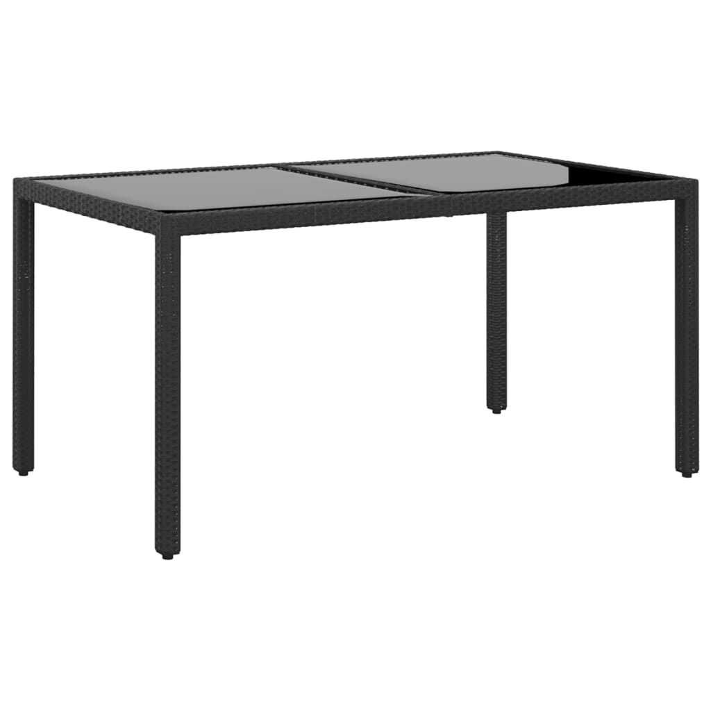 Tavolo Da Giardino Piano In Vetro 150X90X75 Cm Polyrattan