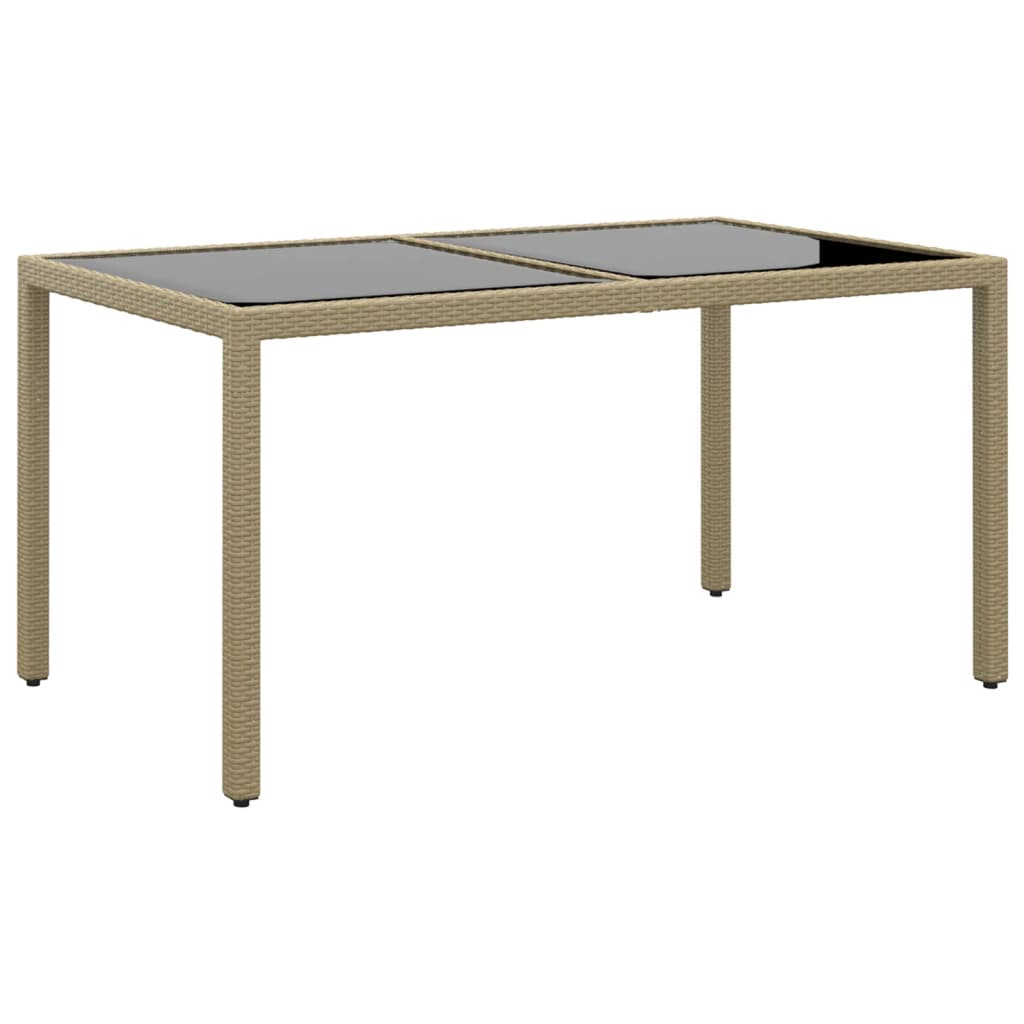 Tavolo Da Giardino Piano In Vetro 150X90X75 Cm Polyrattan