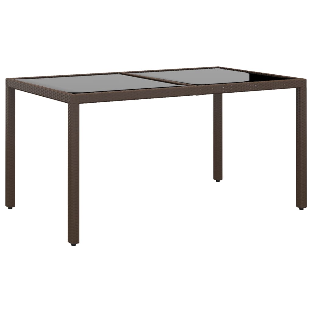 Tavolo Da Giardino Piano In Vetro 150X90X75 Cm Polyrattan