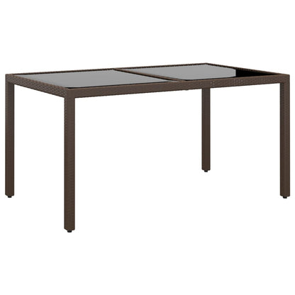 Tavolo Da Giardino Piano In Vetro 150X90X75 Cm Polyrattan
