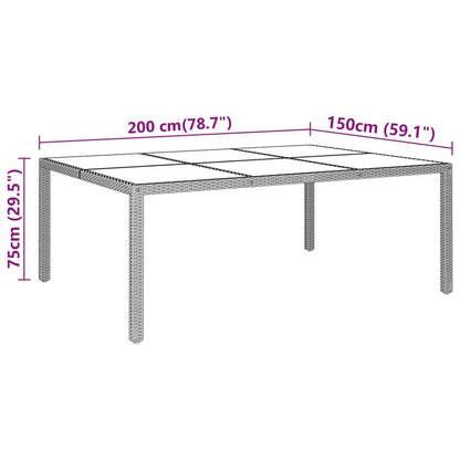 Tavolo Giardino 200X150X75 Cm Vetro Temperato Polyrattan